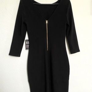 Express black ribbed midi dress